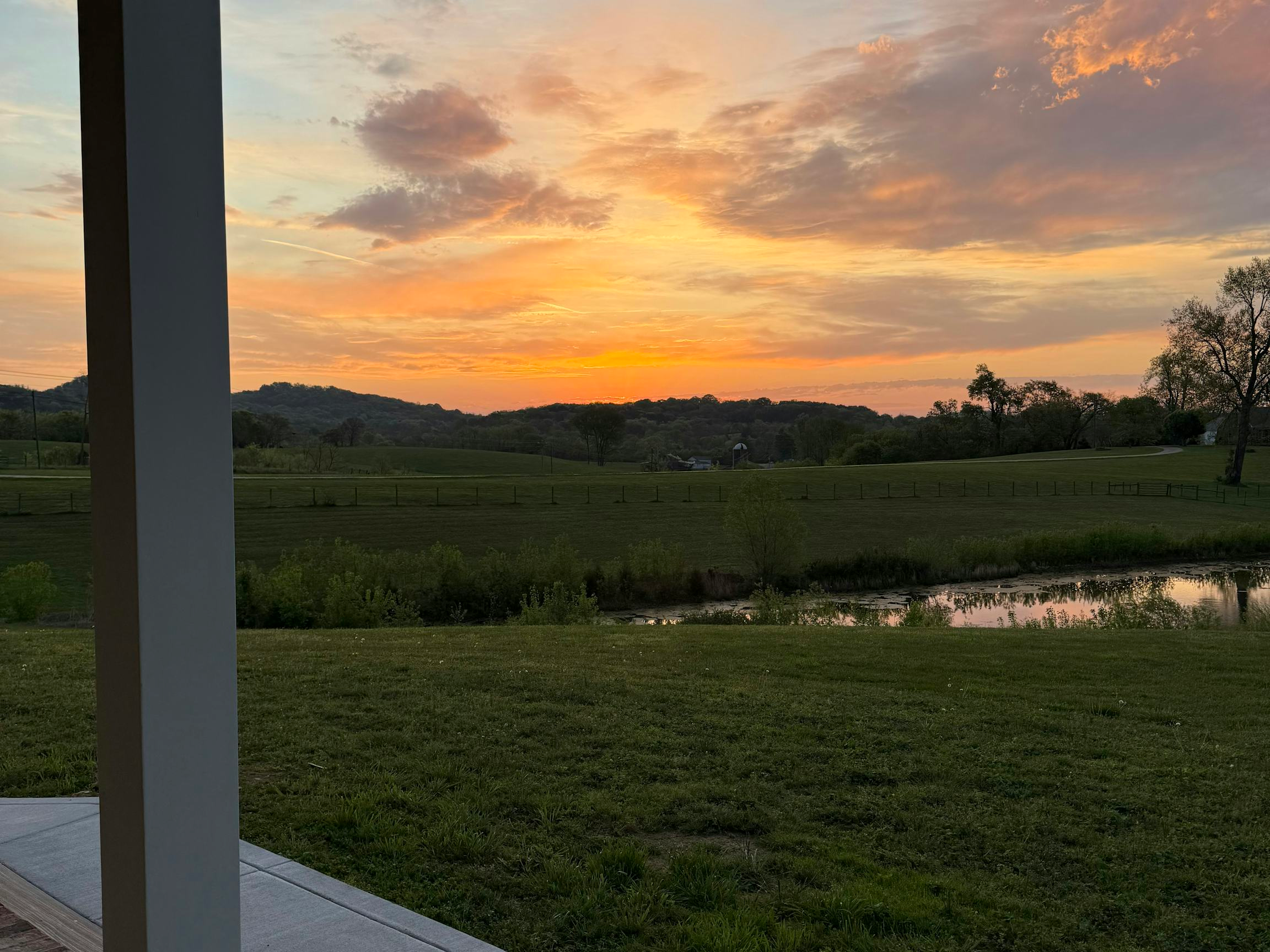 Maplewood Hollow - Modern White Farmhouse, gorgeous white kitchen with oversized island, 12 acres, rolling hills, pond, sunrise and sunset views and bucolic country natural scenery.