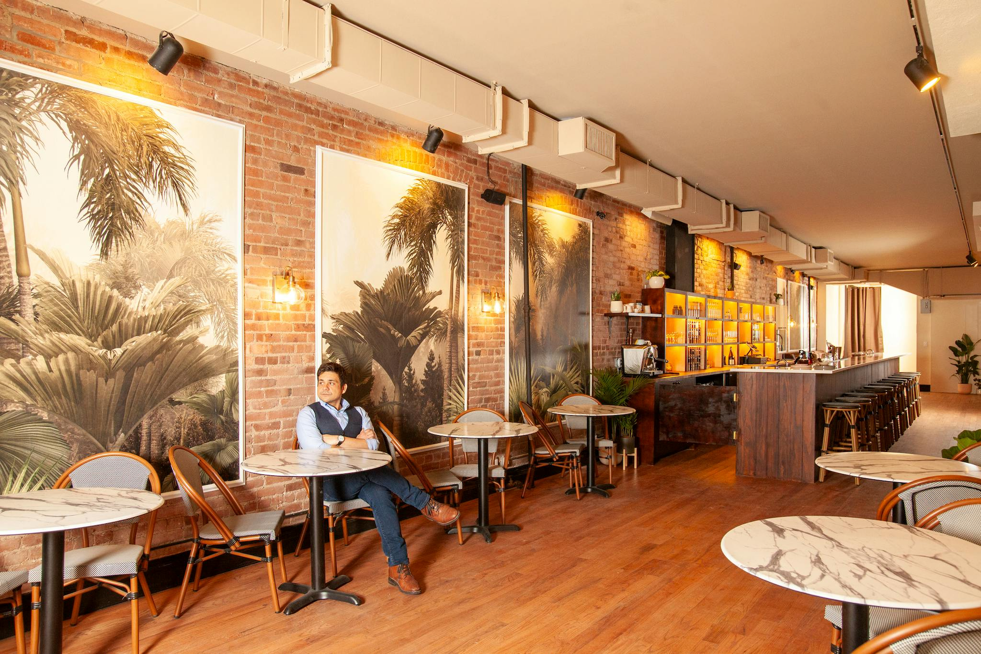 Parisian-Inspired East Village Café with Vintage Bar & Creative Atmosphere
