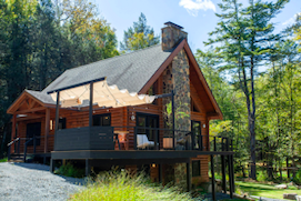 Secluded Designer Log Home in Forest on Large Stream