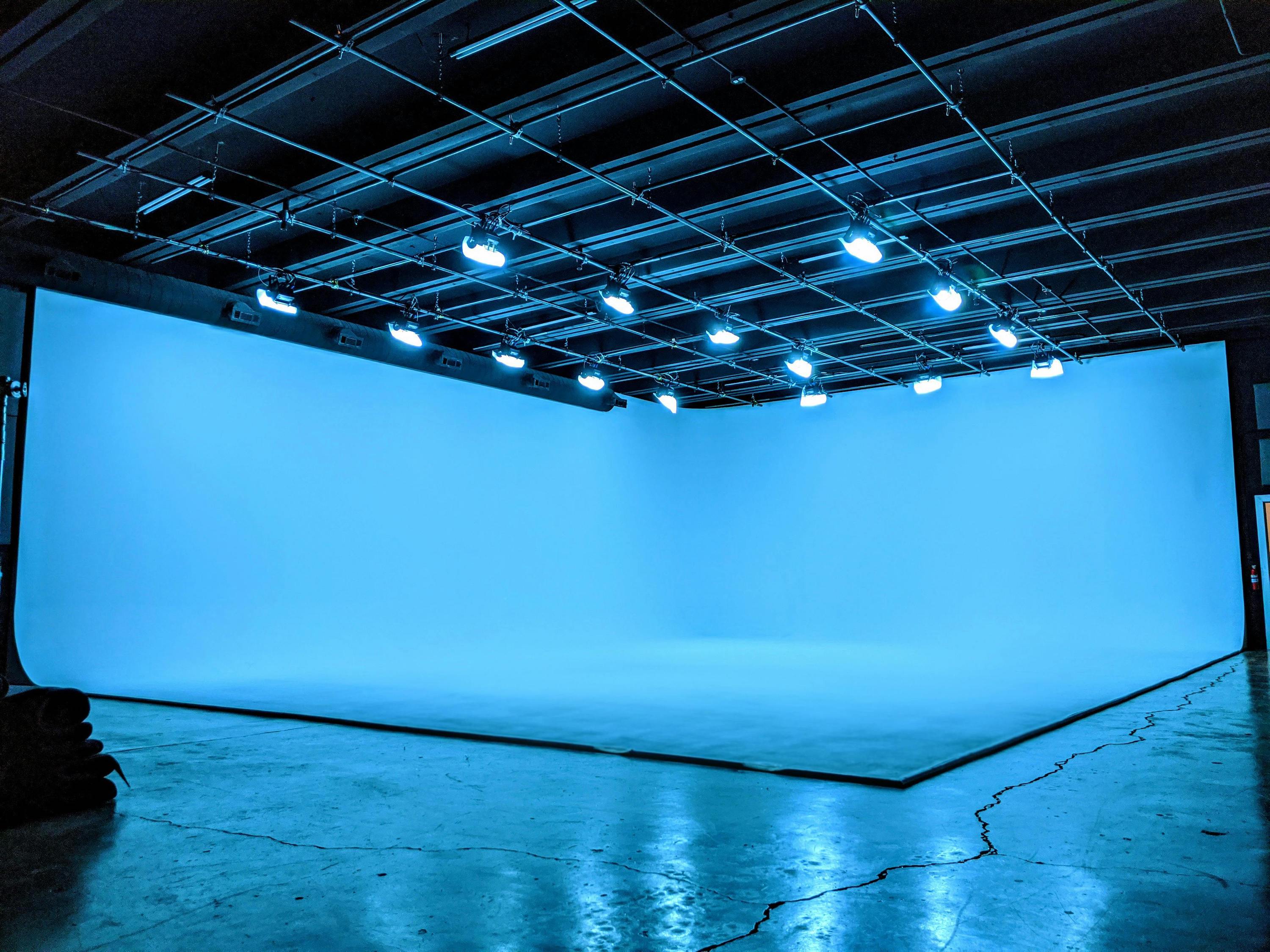 large cyclorama wall with led lights