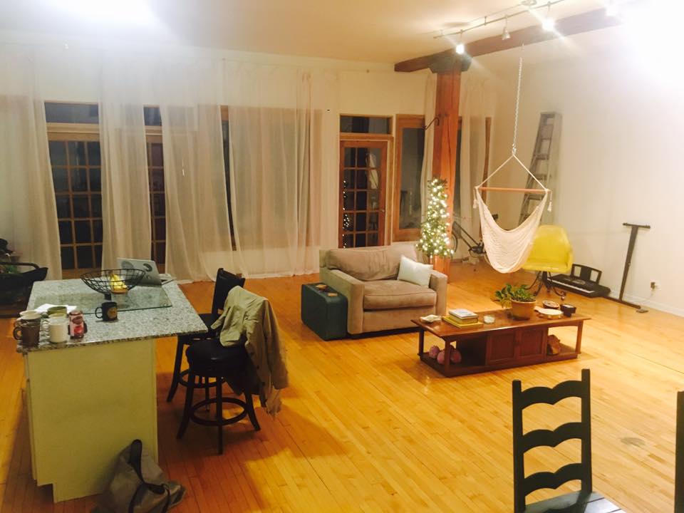 Bright Mindful Workshop and Event Space with hard wood floors