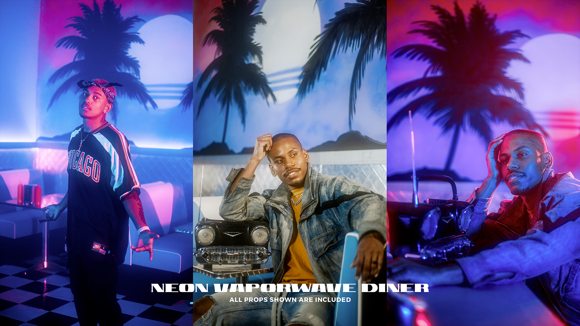 Creative Multi-Set Studio - Neon Diner, Theater, Black Void Tunnel