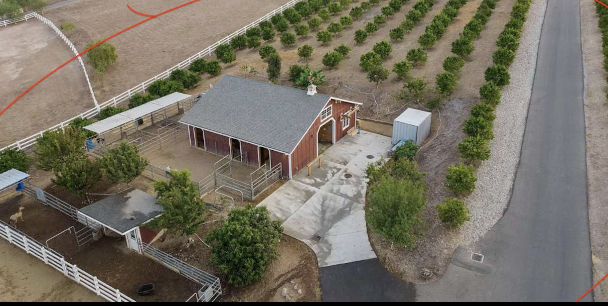 10 Acre Ranch with Orchards, Hilltop views, Lake, Barn & Warehouse