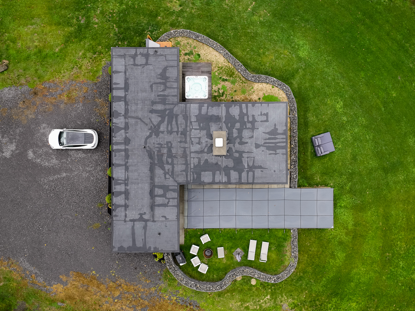 Modern Glass House with Pool and Catskill views