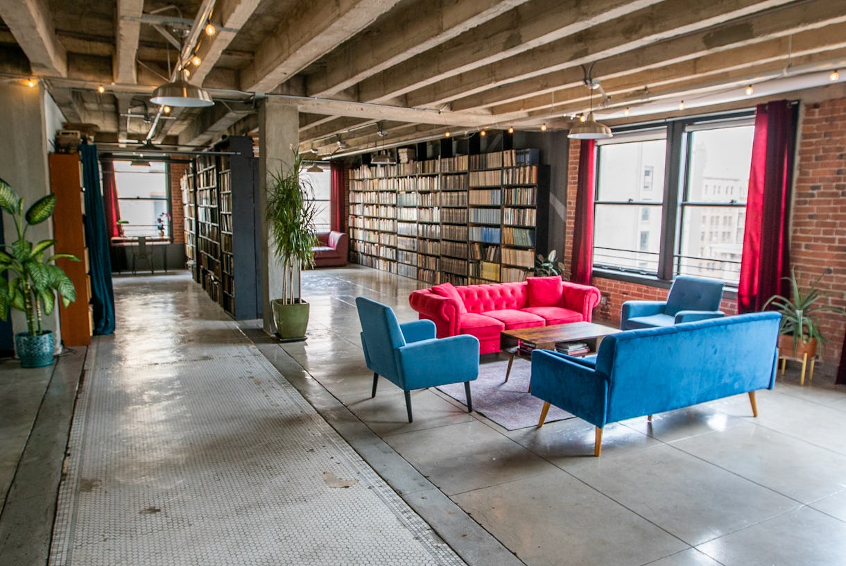 DTLA Library Loft with skyline view