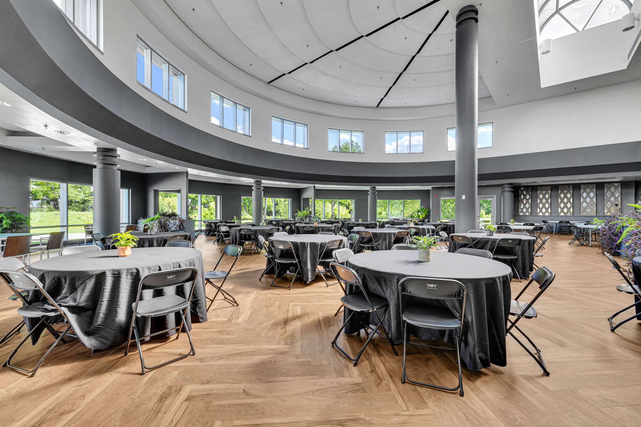 Bright and Open Atrium Dining Room