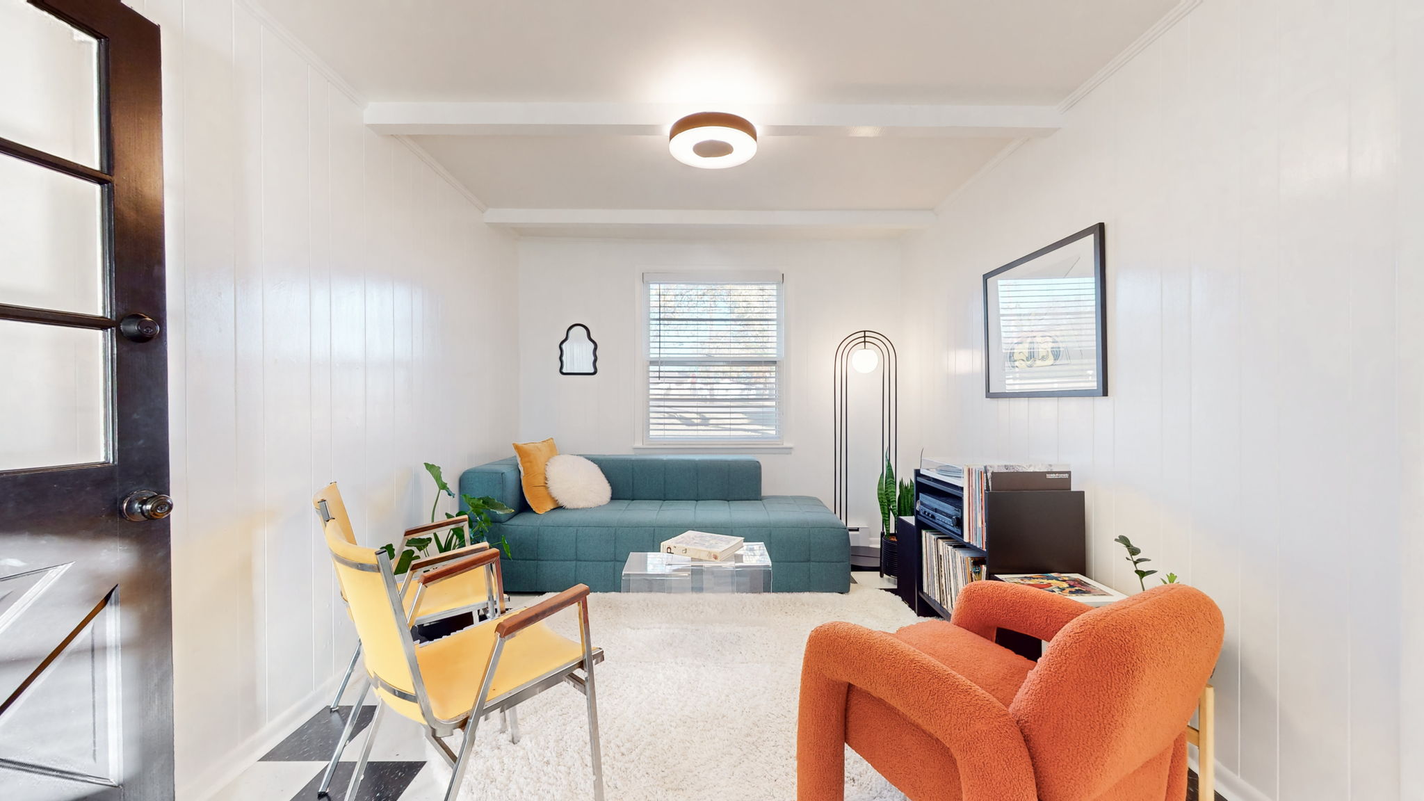 Bright Colorful Ranch Home with Black/White Checker Floors