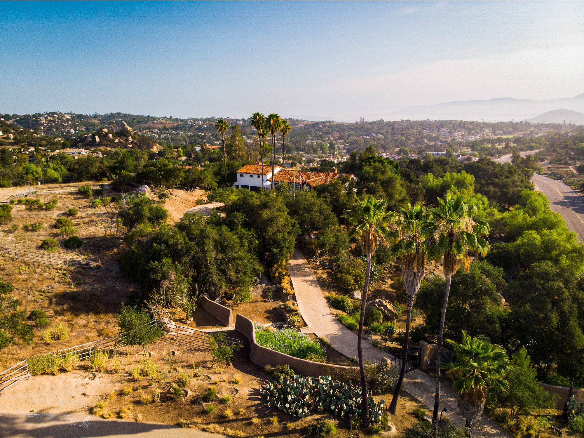 Spanish Hacienda Olive Ranch Small Vineyard in San Diego with Mountain Views