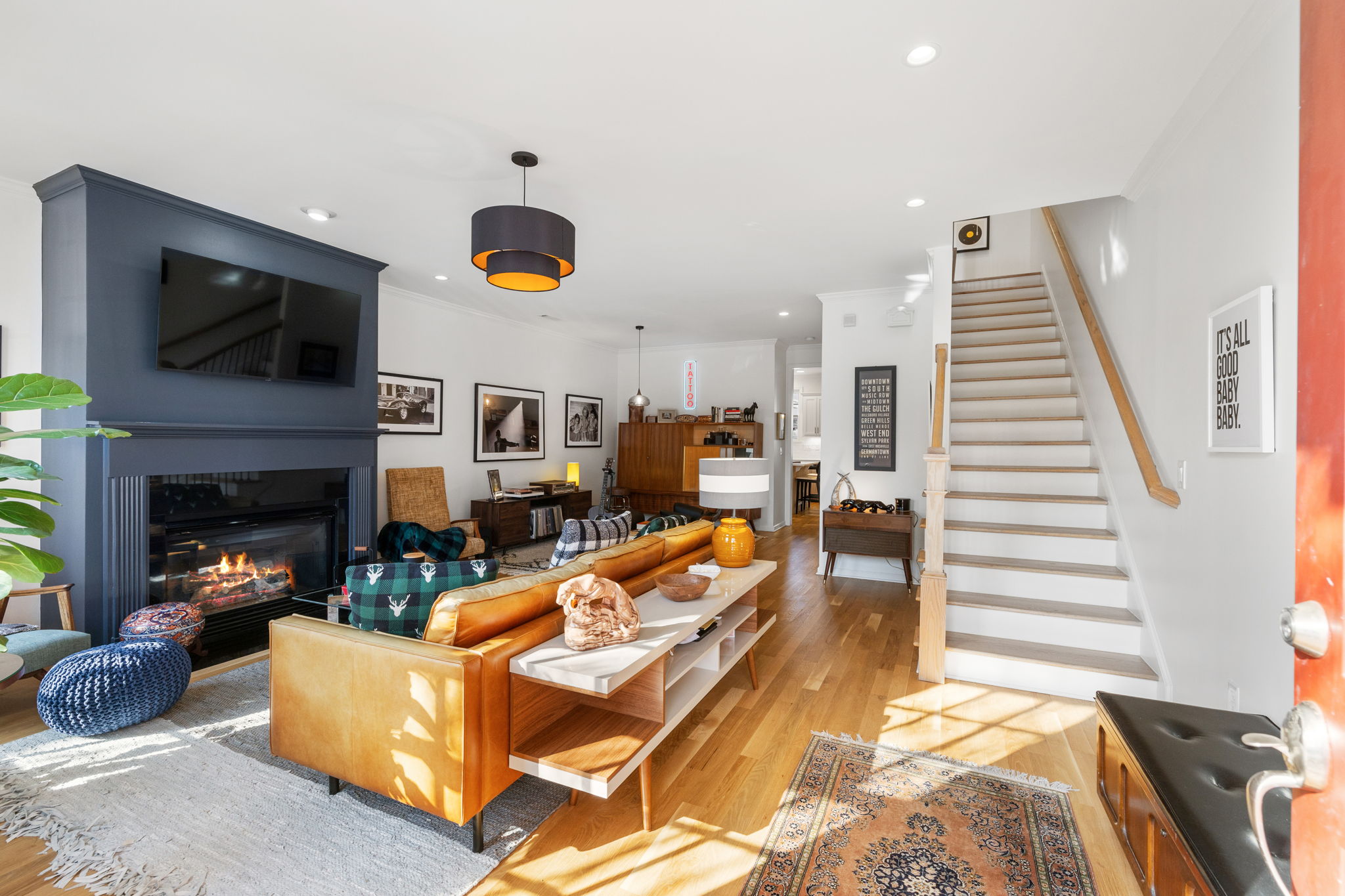 Moody, Masculine, Mid Century Row House in Franklin, TN