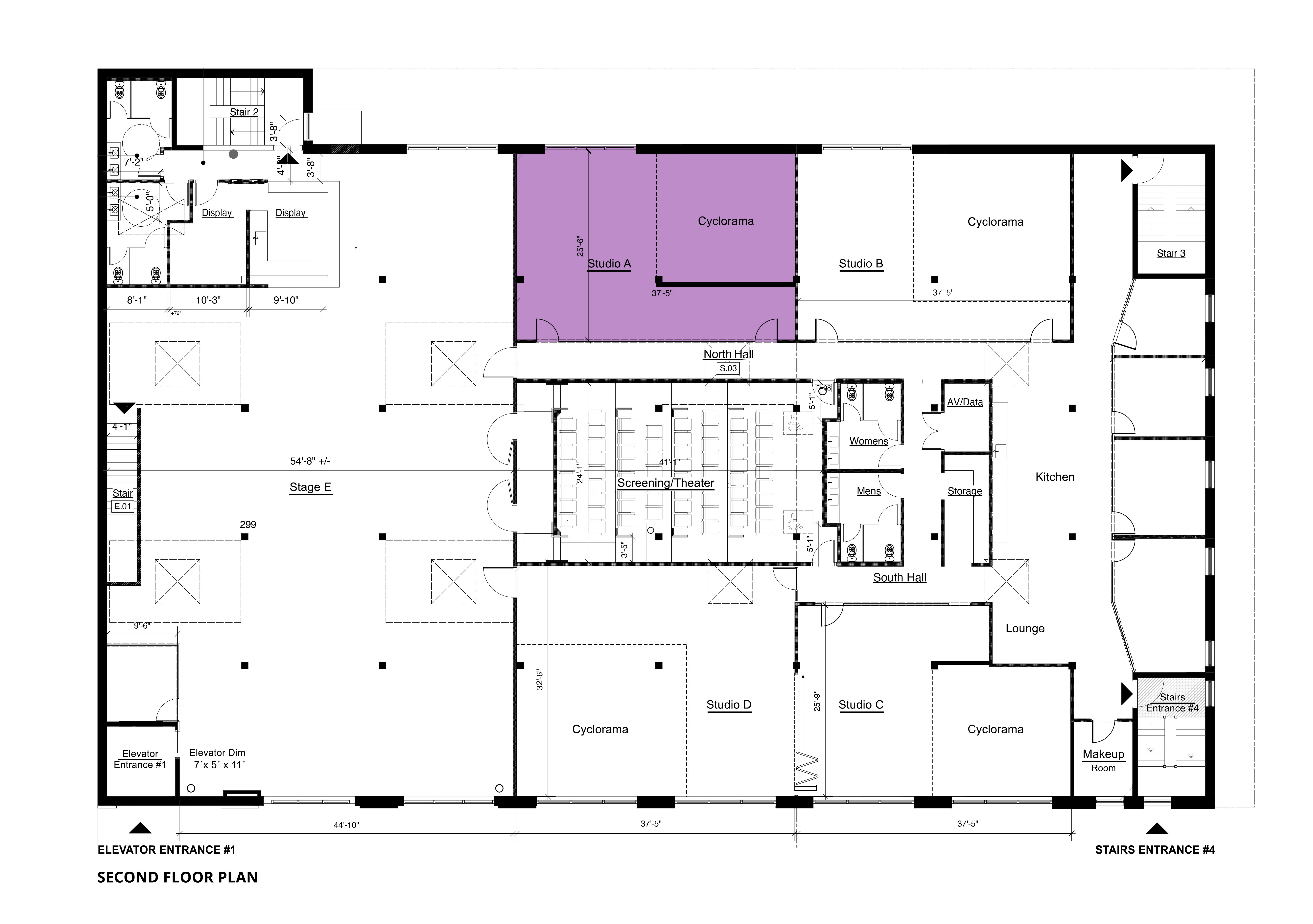 Large Pre-Lit 3-wall Cyc, prelit with 7LED RGB lights STUDIO A
