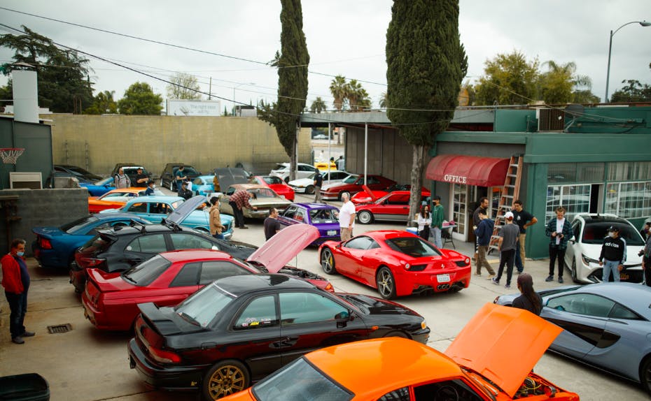 Vintage Industrial Auto Shop & Car Parking Lot