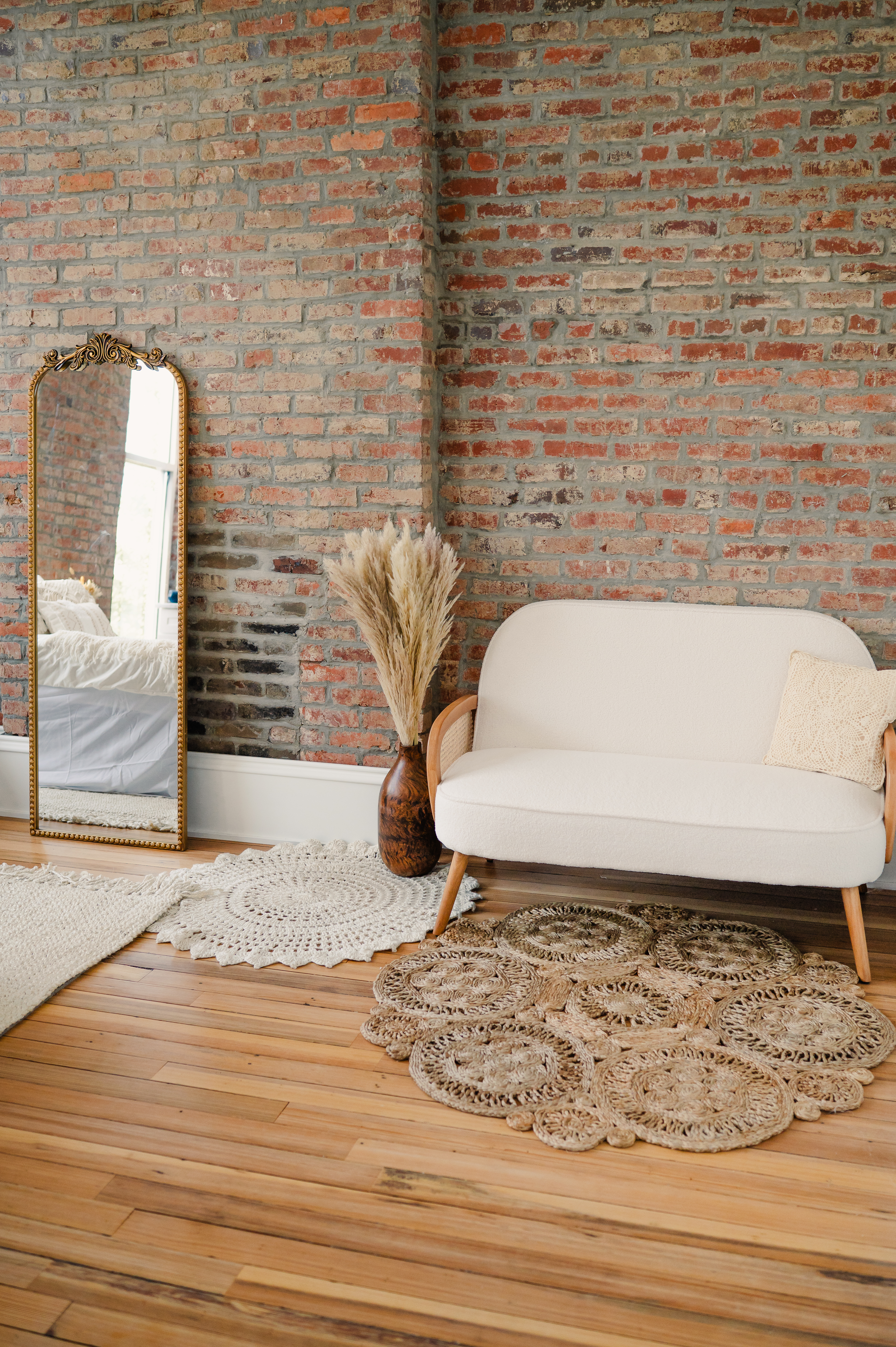 Natural Light Boho Photo Studio with Exposed Brick 