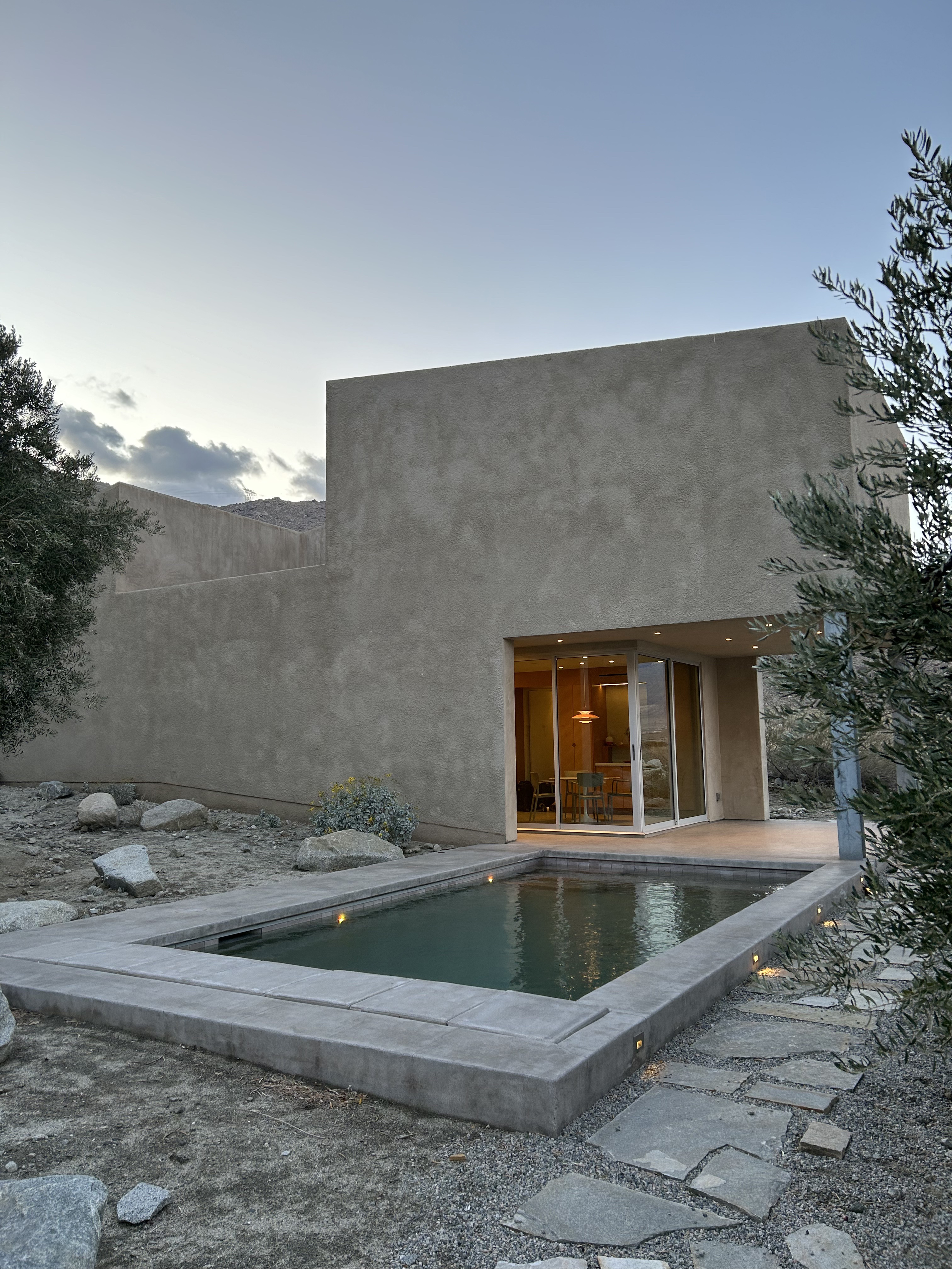Brutalist Desert Home with Mountain View