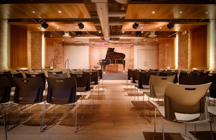 Piano centered venue with lounge