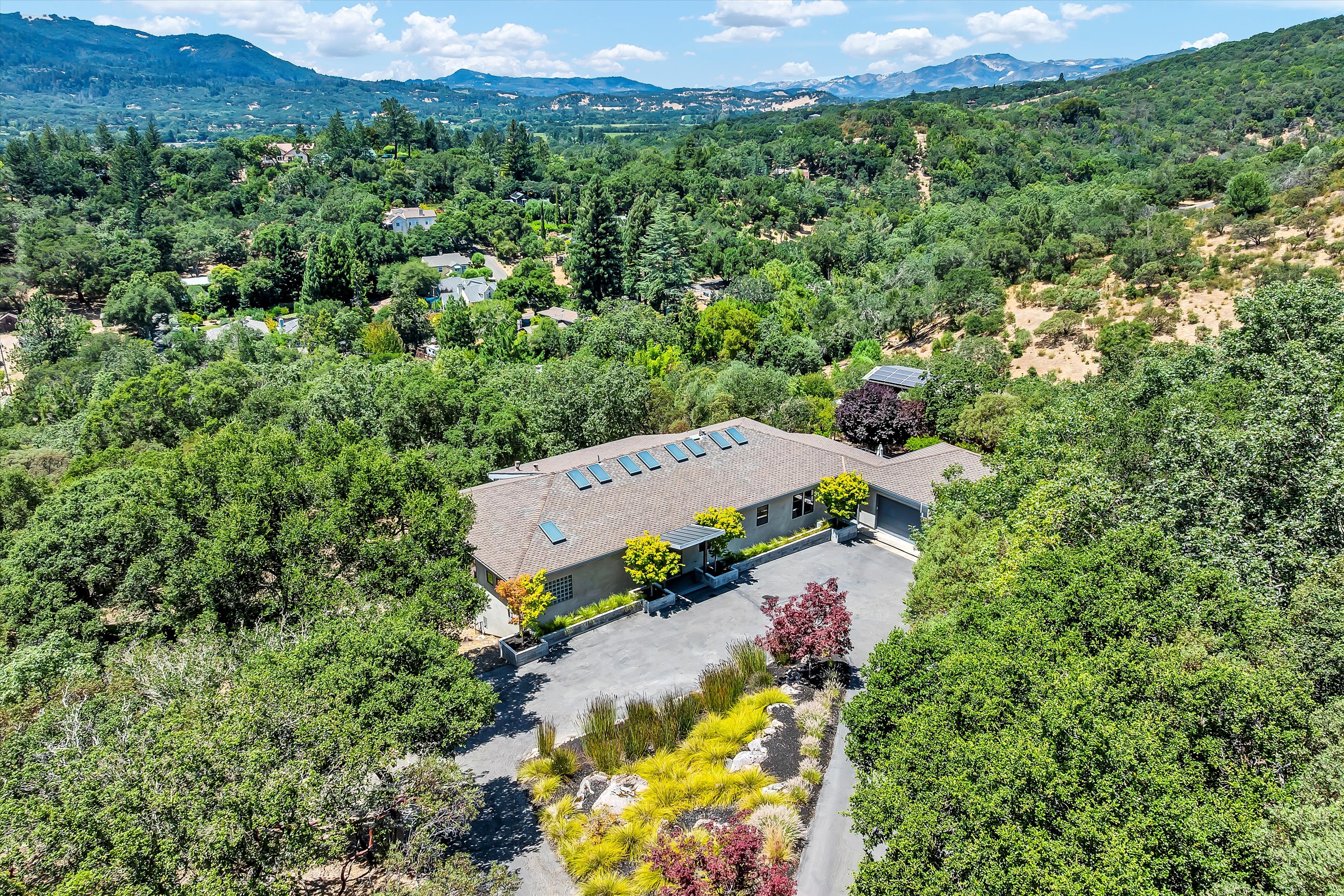 Large hillside home on 3 acres with sweeping valley views in Sonoma County