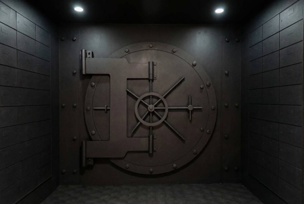 Industrial Bank Vault Door Studio with Cinematic Edge
