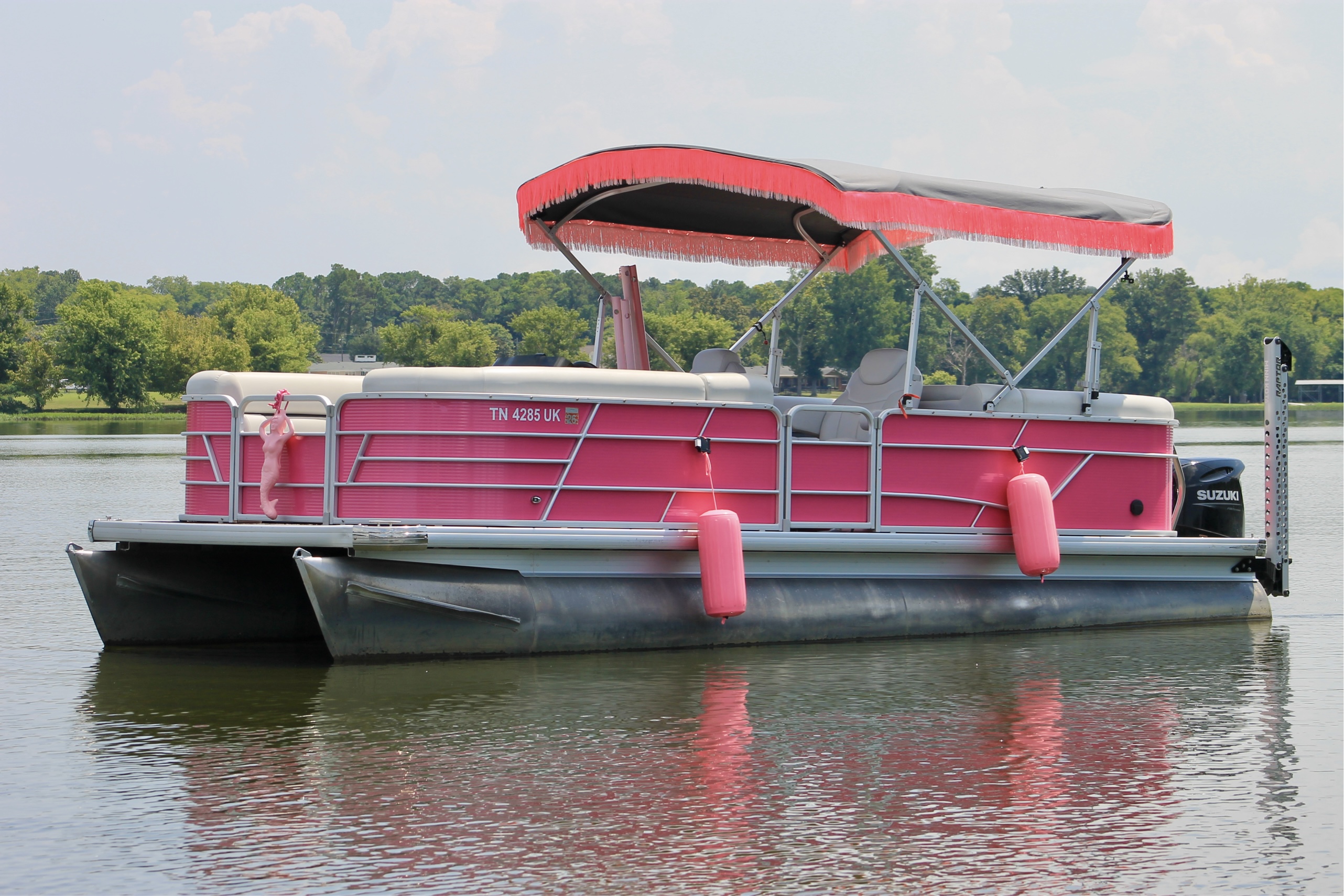 Pink glitter, pontoon boat