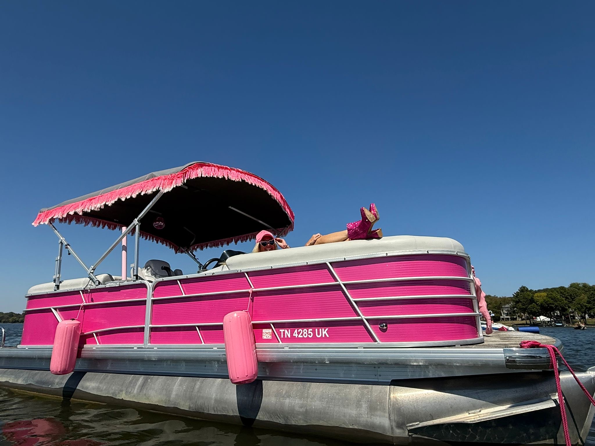 Pink glitter, pontoon boat